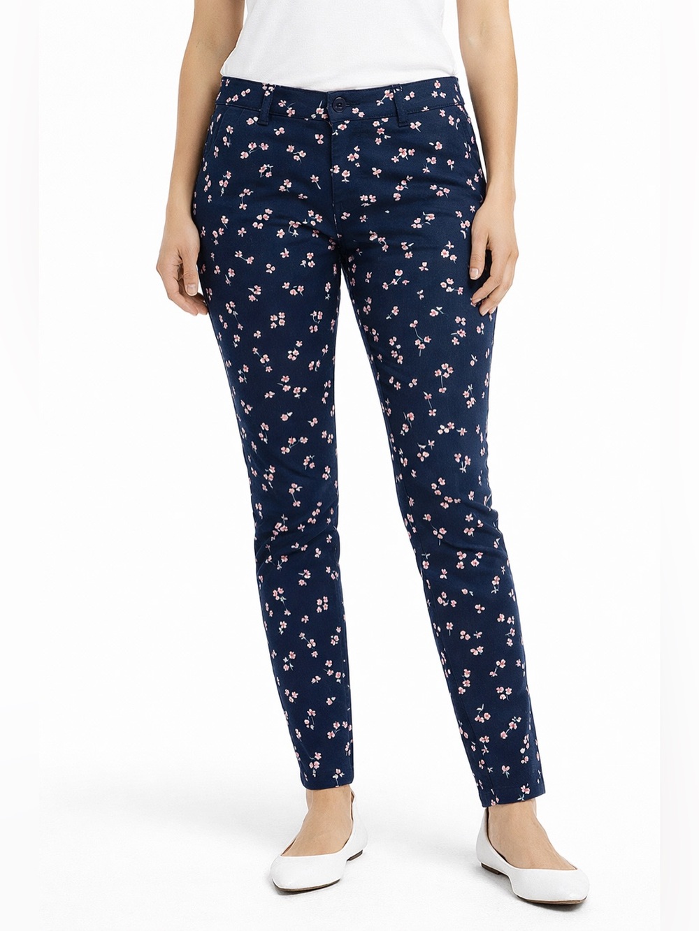 Tommy Hilfiger Navy Floral Slim Chino Ankle Pants Size 10